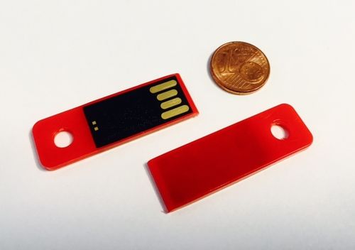 2GB USB Stick Mini Slim (rot), ideal zum Datenversand per Brief, nur 2 Gramm schwer